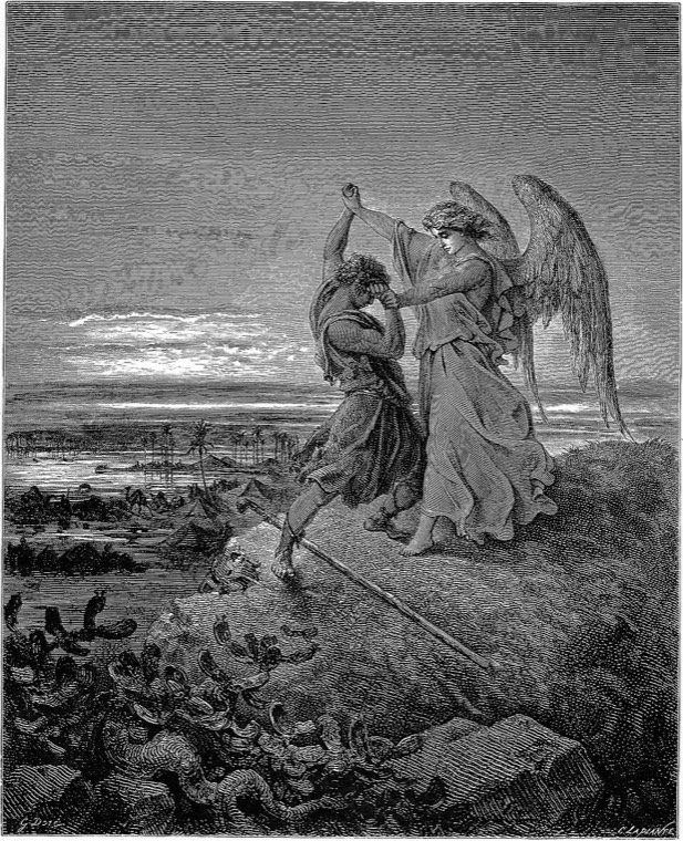 Gustave Doré's engraving of Jacob wrestling the angel through the night